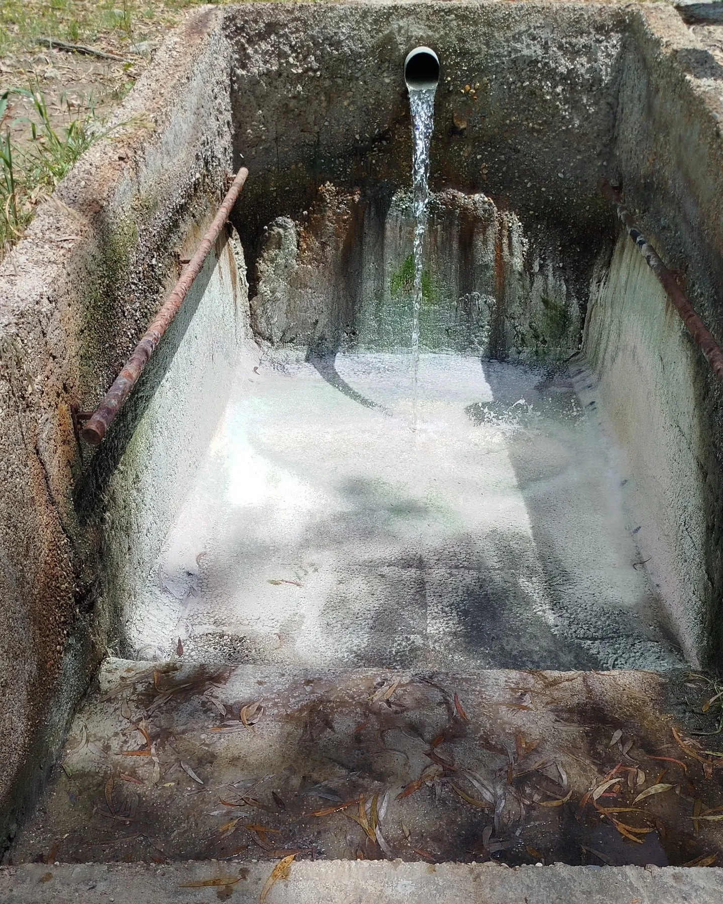 Schwefelhaltiges Quellwasser in einem alten Becken