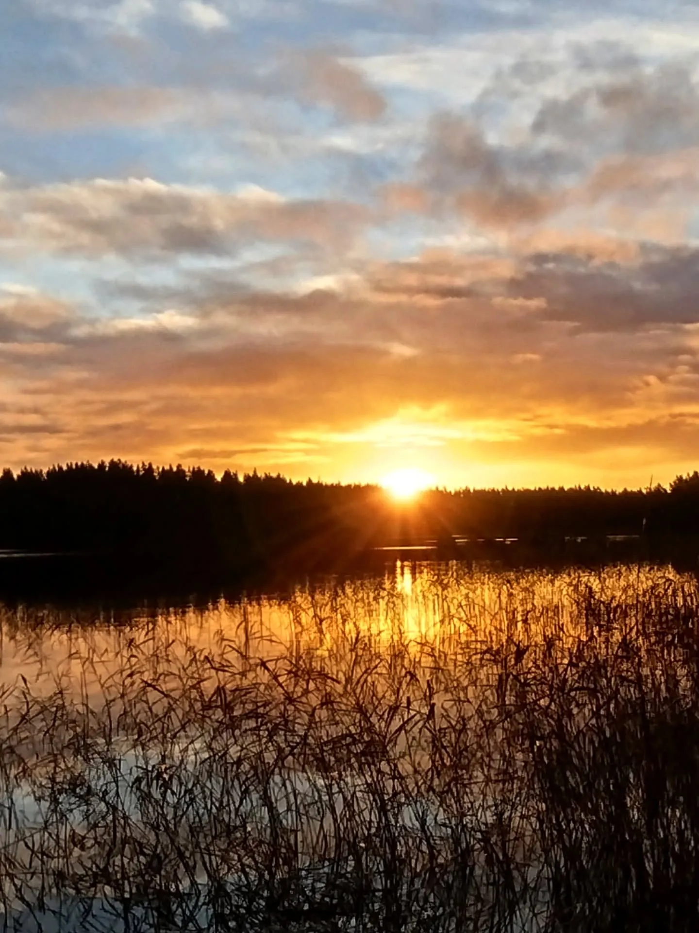 Sonnenaufgang über dem See in Südschweden